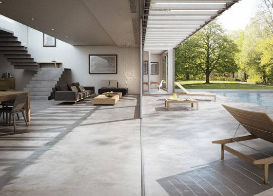 concrete-look floor and wall finish
