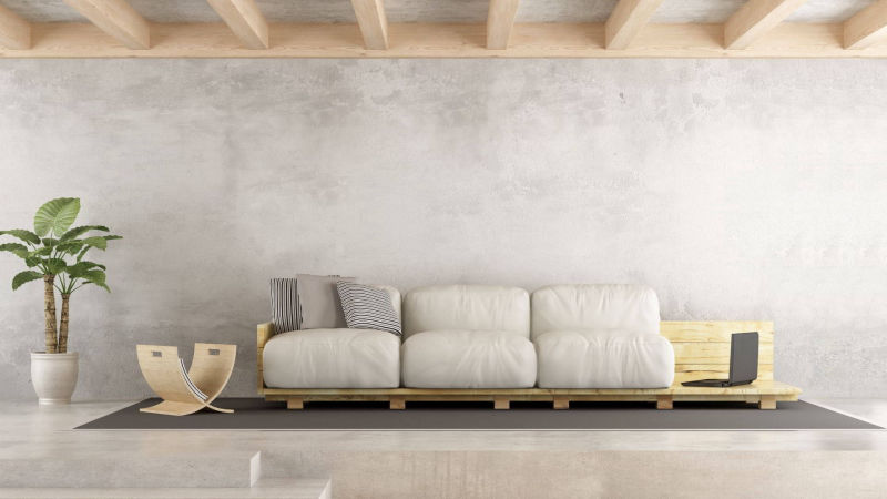 Concrete-look living room wall in Alasca