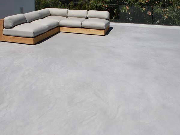 Light grey terrace flooring with corner seating