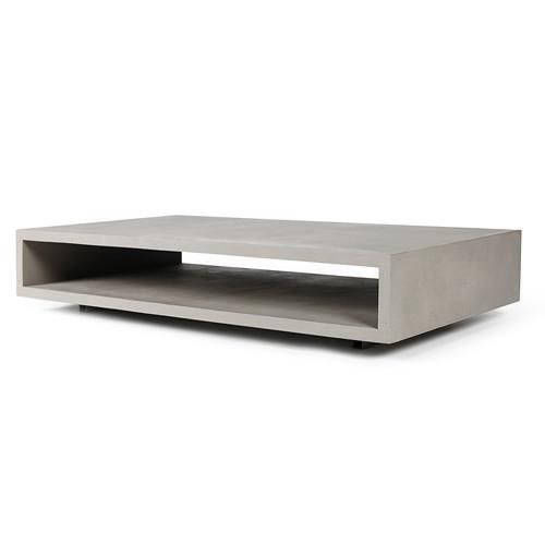 Light grey rectangular coffee table with a lower shelf