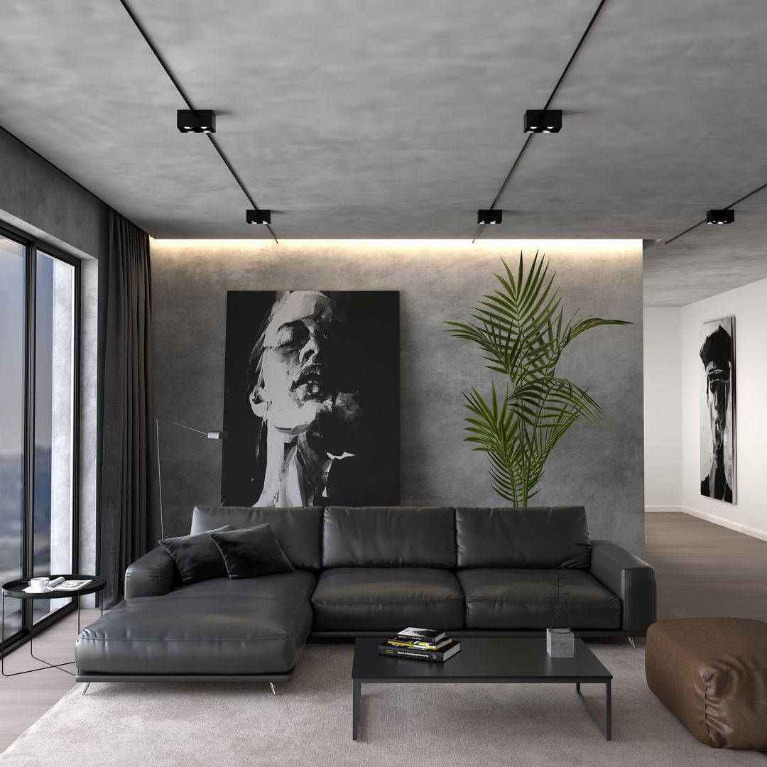 Naturally textured Cementare surface in a modern living room