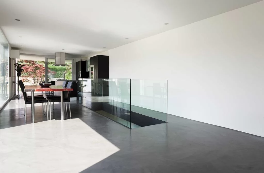 Seamless flooring in a modern living room