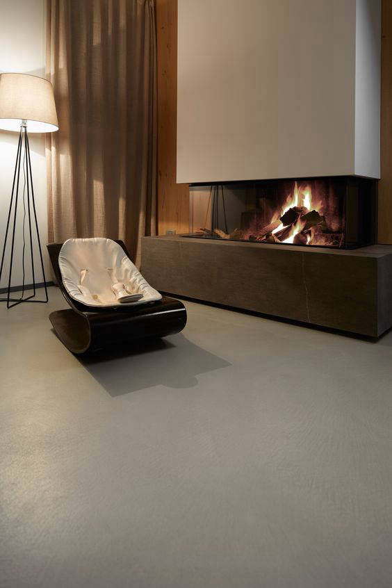 Decorative flooring in front of a fireplace in Opale