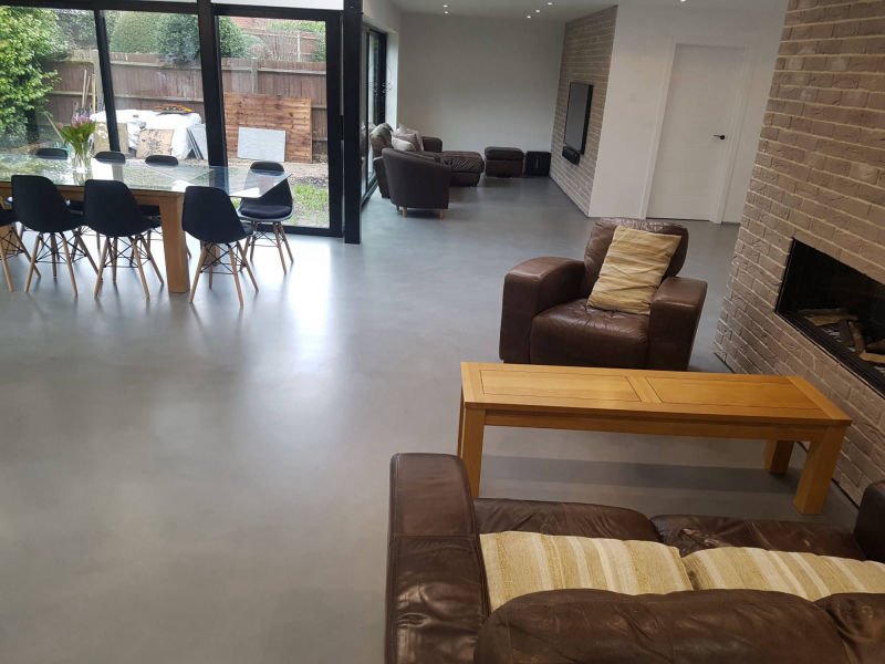 Decorative open-plan living area flooring in Opale