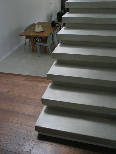 concrete-look stair tread finish